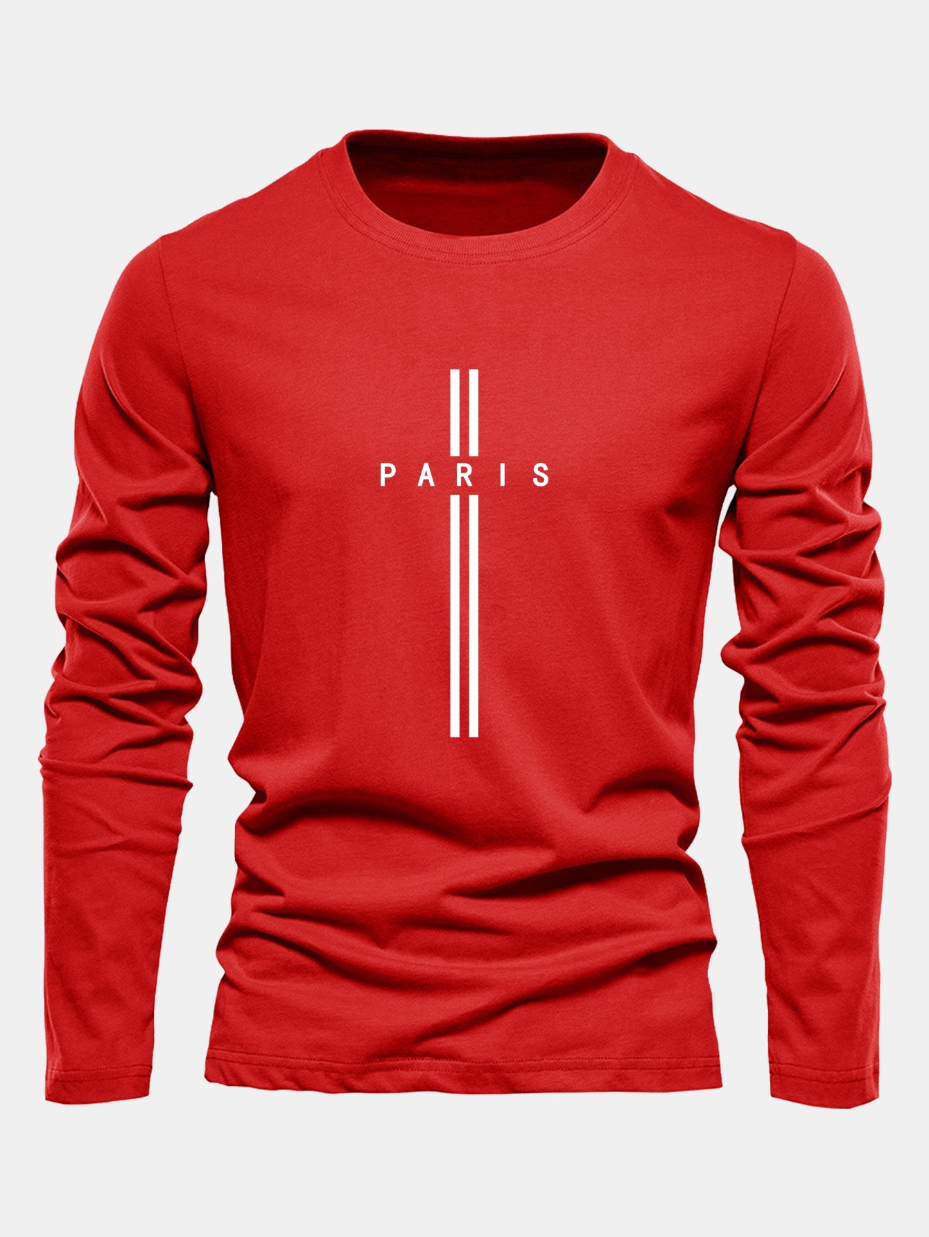 Long Sleeve Paris Stripe Print Cotton T-Shirt