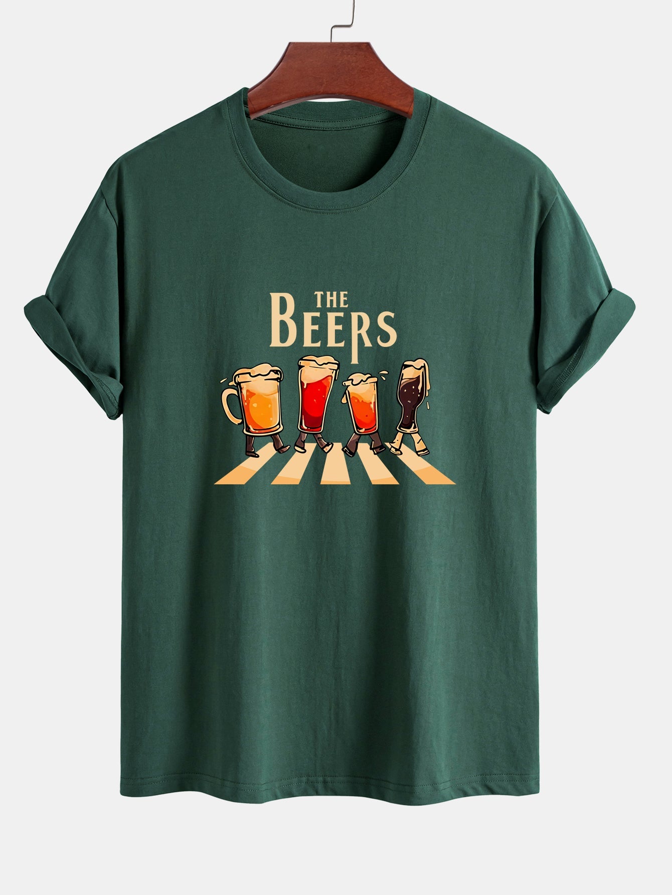 Regular Fit Beer Print Cotton T-Shirt