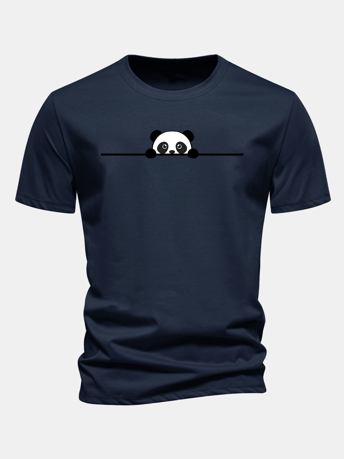 Regular Fit Peeking Panda Print Cotton T-Shirt