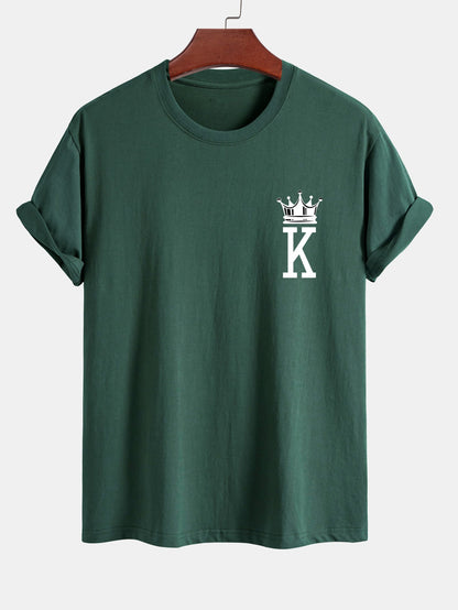 Regular Fit Crown King Print Cotton T-Shirt