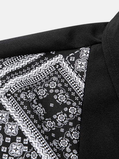 Paisley Print Patchwork Button Up Shirt