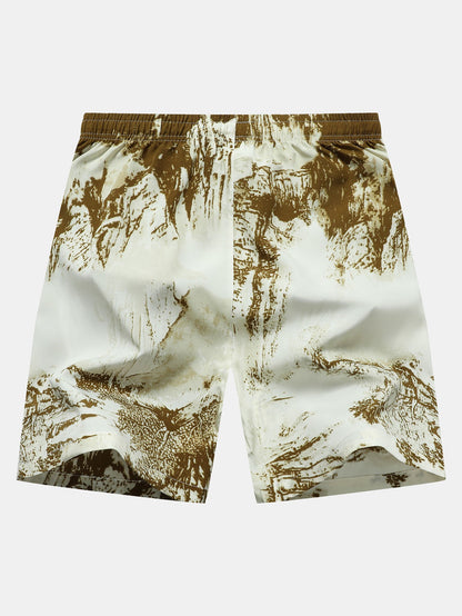 Ink Print Zipper Pocket Shorts