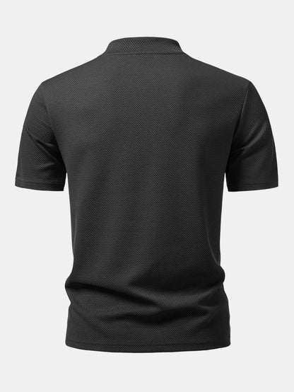 Textured Mock Neck T-Shirt