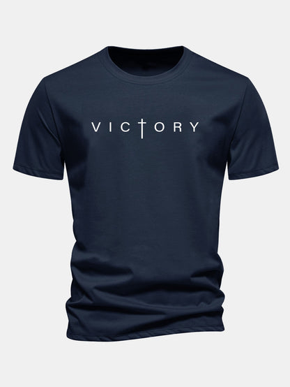 Regular Fit Victory Slogan Print Cotton T-Shirt