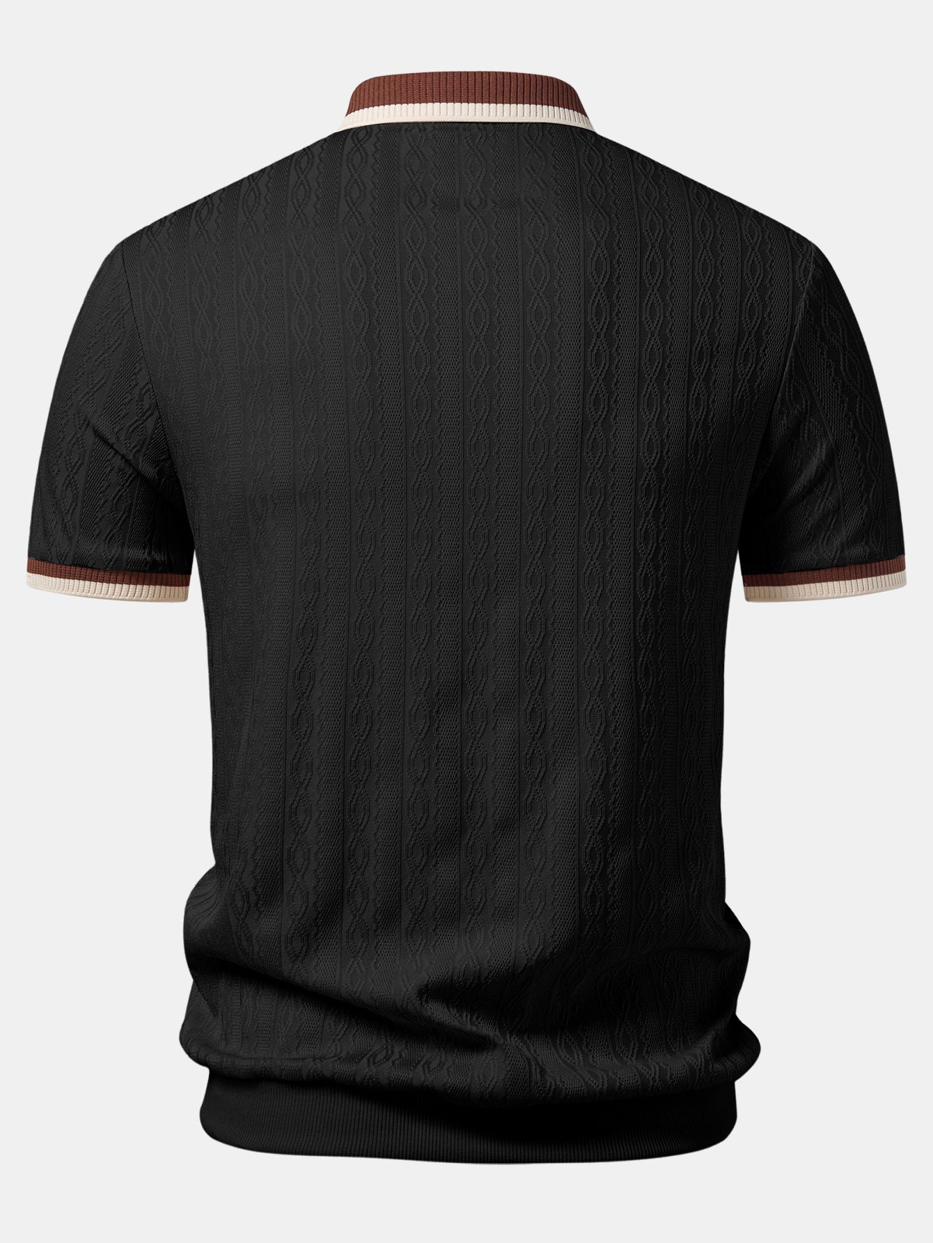 Contrast Trim Textured Knit Polo