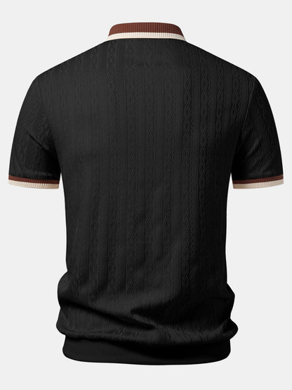 Contrast Trim Textured Knit Polo