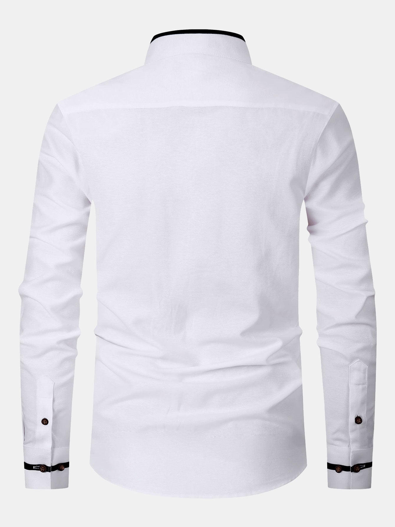 Long Sleeve Contrast Stand Collar Oxford Shirt