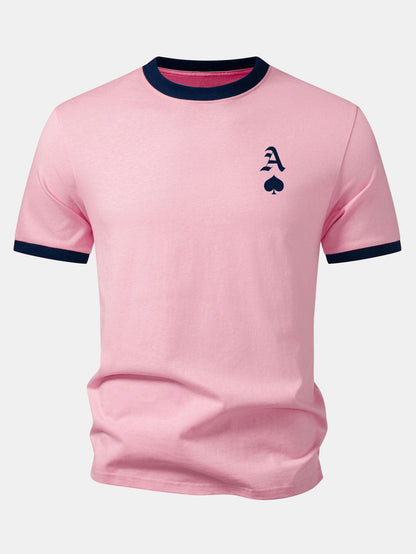 Ace Of Spades Print Contrast Ringer T-Shirt