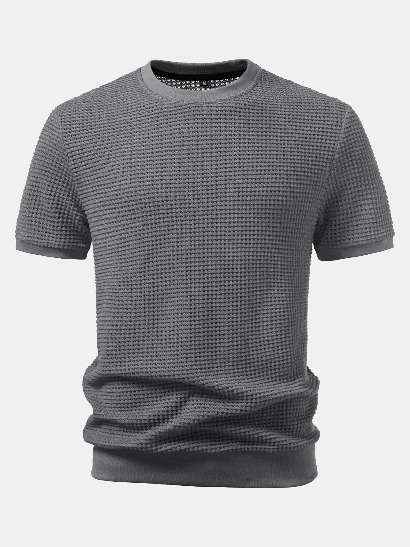 Short Sleeve Waffle Ribbed Hem T-Shirt