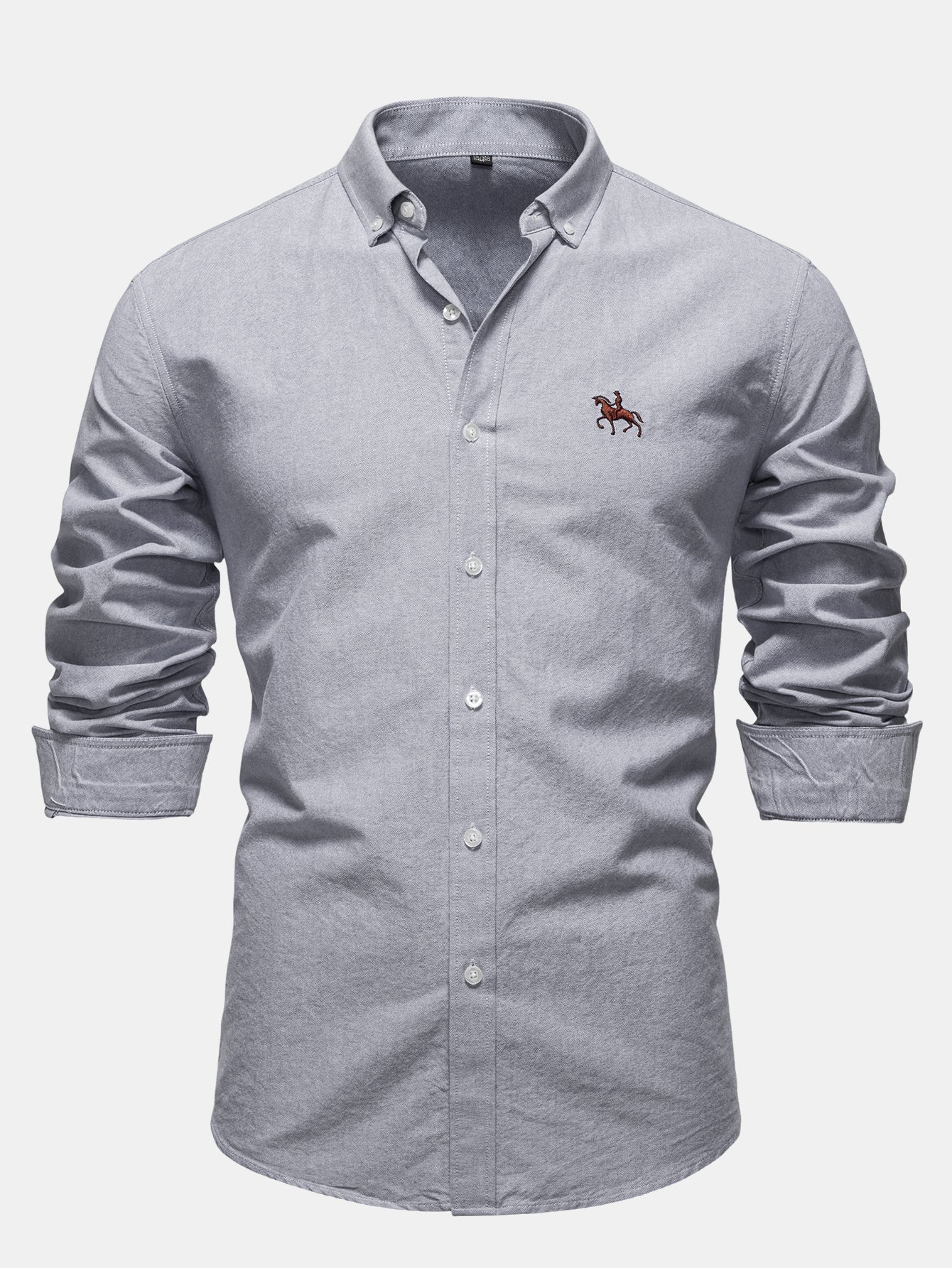 Cowboy Embroidery Cotton Oxford Button Up Shirt