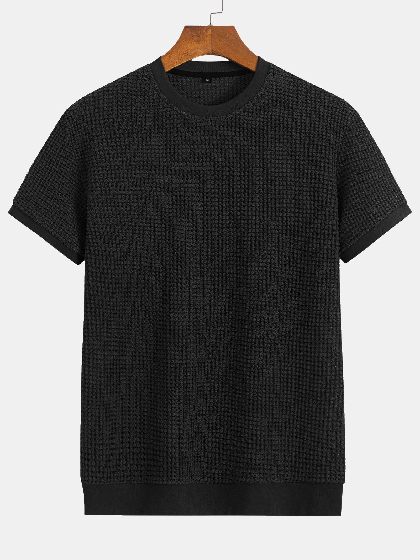 Short Sleeve Waffle Ribbed Hem T-Shirt