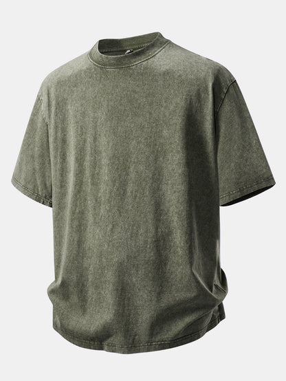 Basic Washed Distressed Drop Shoulder Oversize T-Shirt