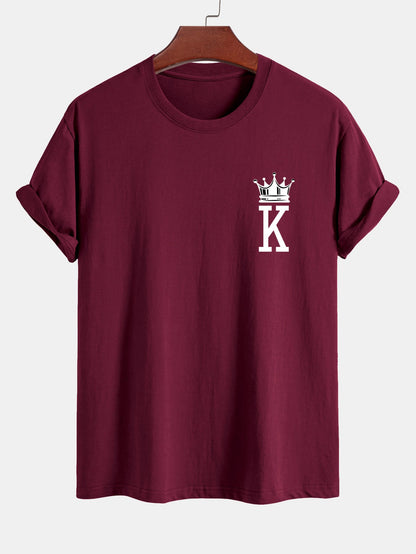 Regular Fit Crown King Print Cotton T-Shirt