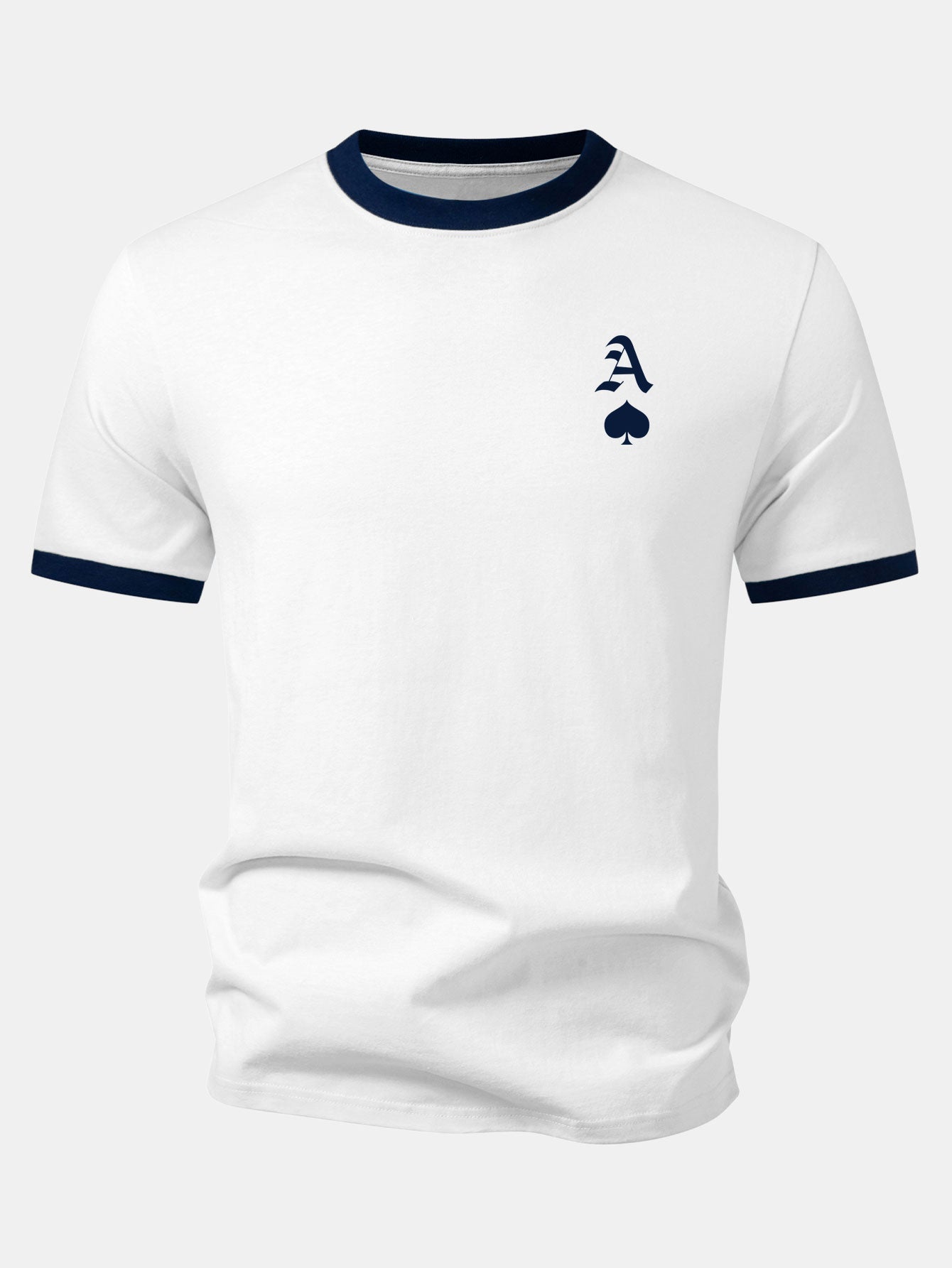 Ace Of Spades Print Contrast Ringer T-Shirt