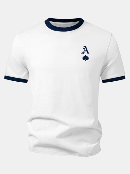 Ace Of Spades Print Contrast Ringer T-Shirt