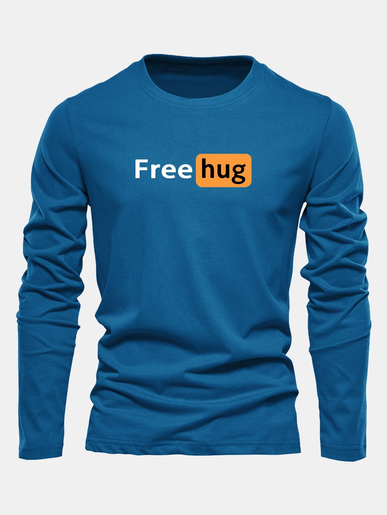 Long Sleeve Free Hug Print Cotton T-Shirt