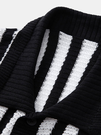 Drop Shoulder Stripe Crochet Shirt
