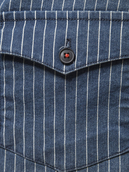 Stripe Washed Denim Shirt With Pockets