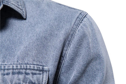 Washed Denim Overshirt With Pockets