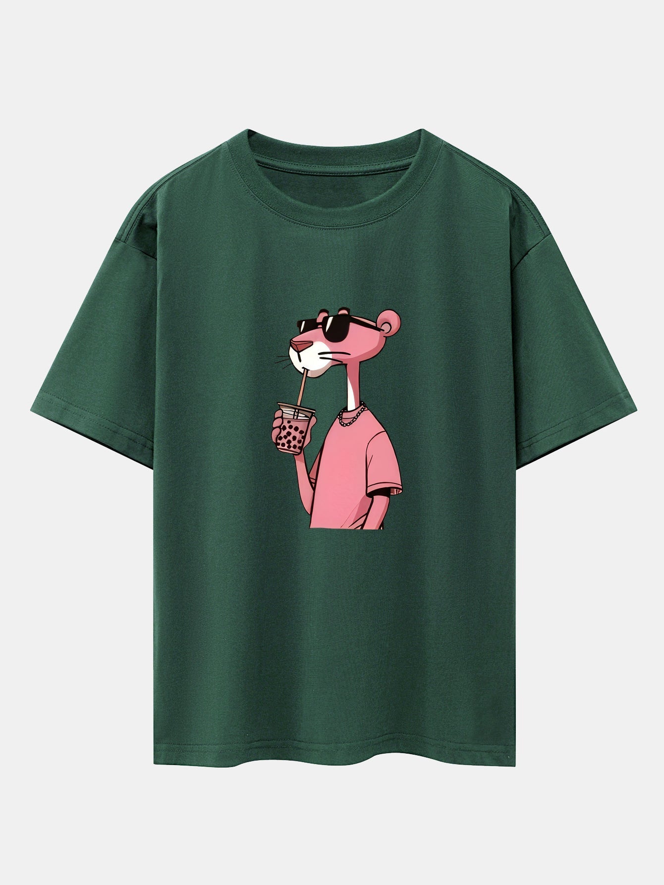 Pink Panther Print Drop Shoulder Oversize T-Shirt