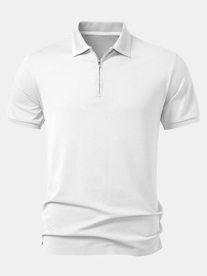 Pineapple Textured Zipper Polo