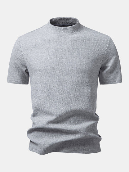 Ribbed Mock Neck T-Shirt