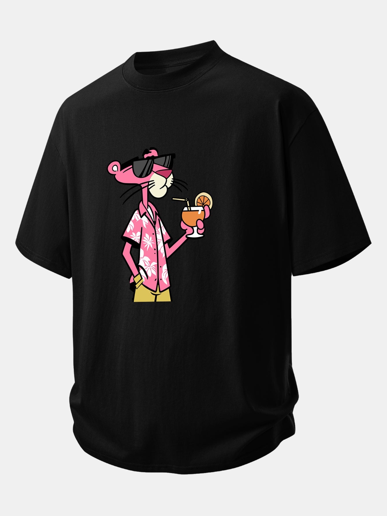 Relax Fit Vacation Pink Panther Print Cotton T-Shirt