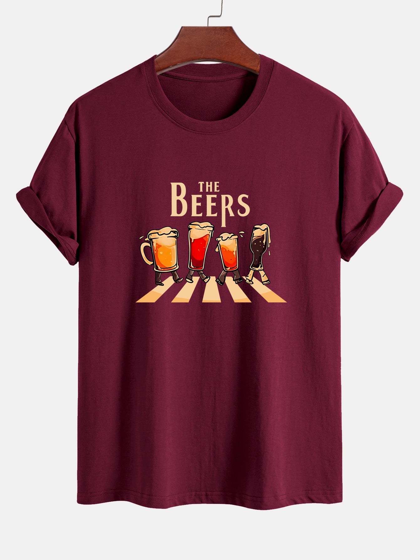 Regular Fit Beer Print Cotton T-Shirt