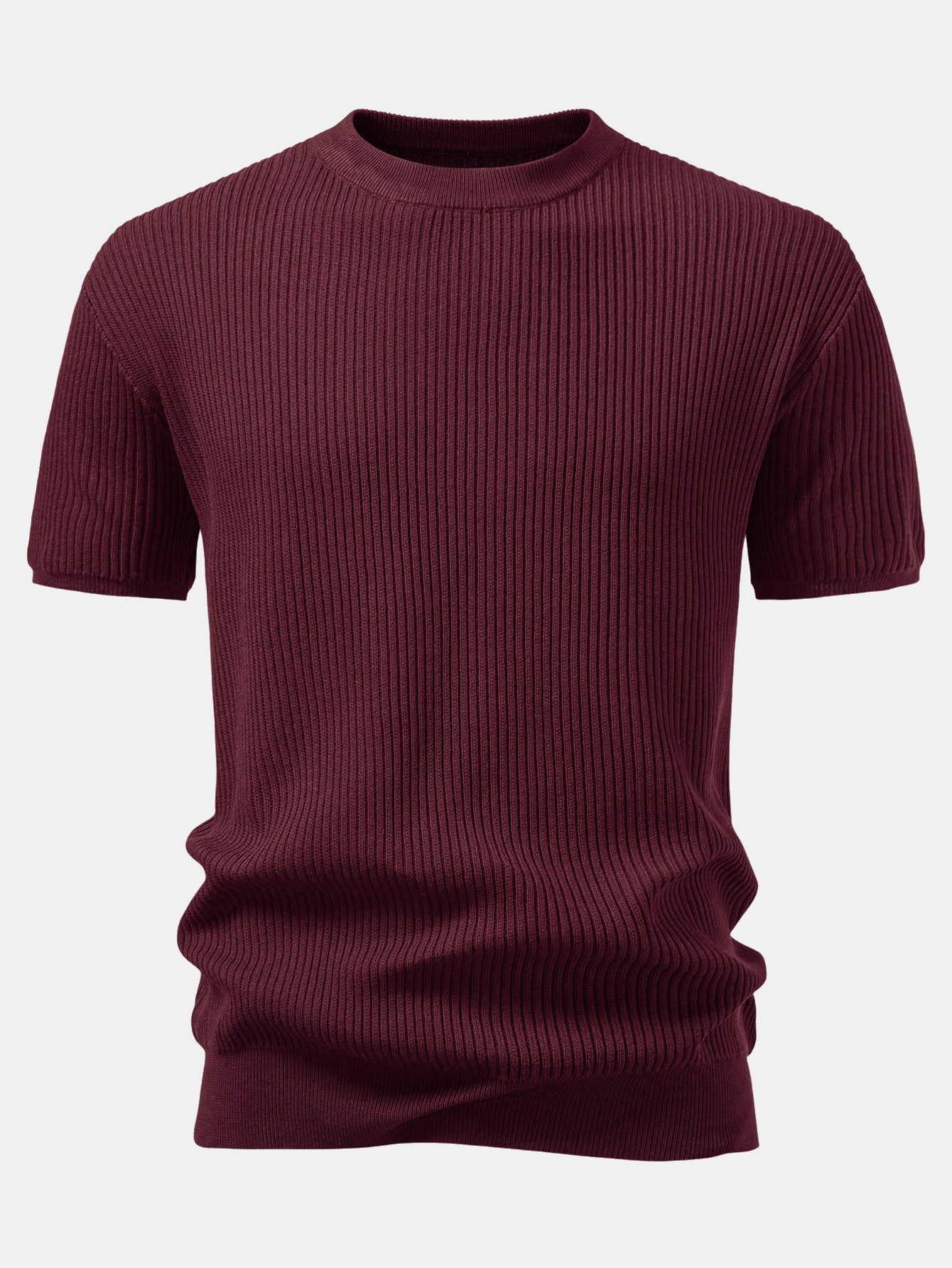 3 Pieces Ribbed Crew Neck Knit T-Shirt