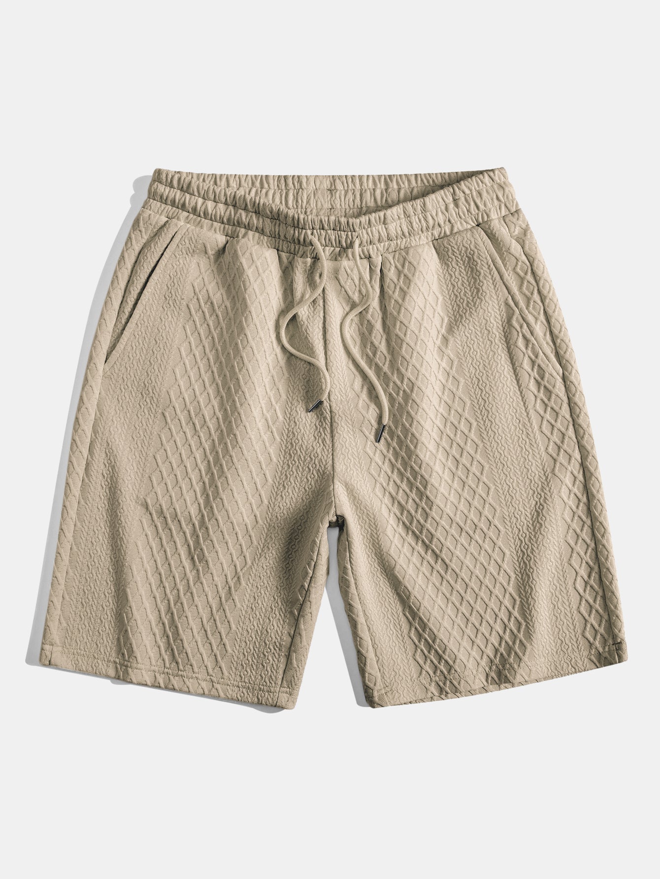 3 Pieces Diamond Geometric Jacquard Drawstring Shorts