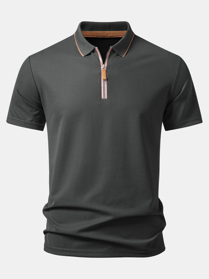 Textured Zipper Polo