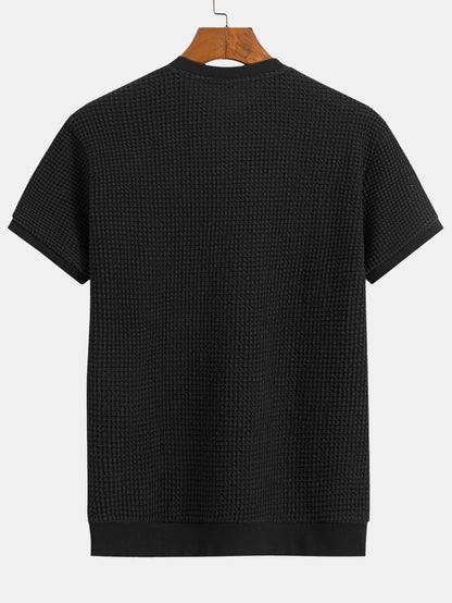 Short Sleeve Waffle Ribbed Hem T-Shirt