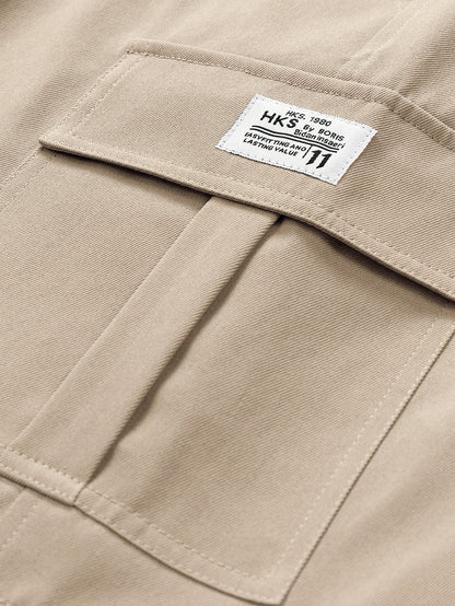 3 Pieces Solid Color Cargo Drawstring Shorts