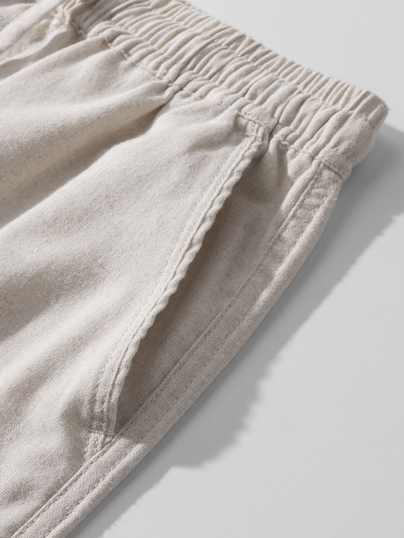 Linen Cotton Blend Drawstring Shorts