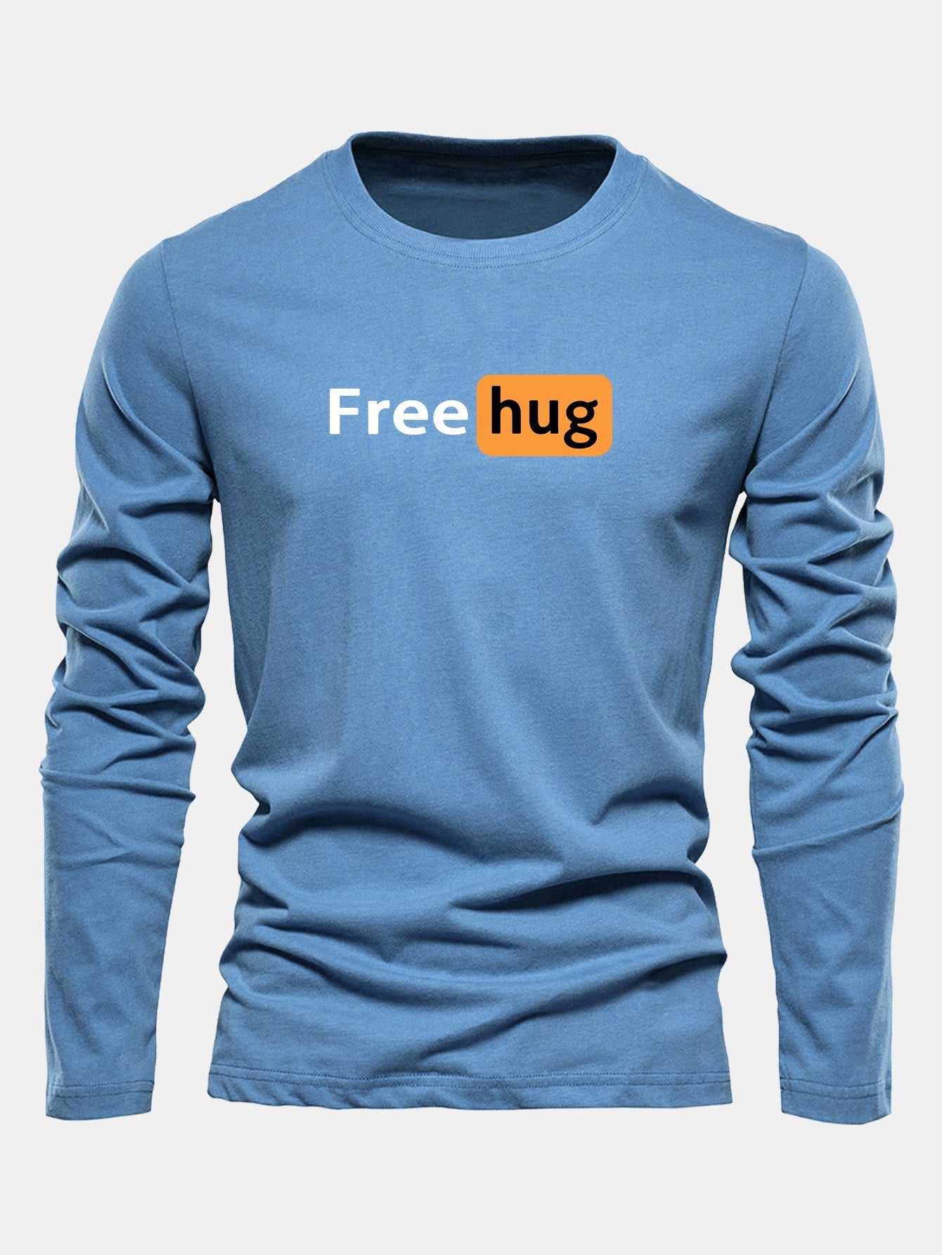 Long Sleeve Free Hug Print Cotton T-Shirt