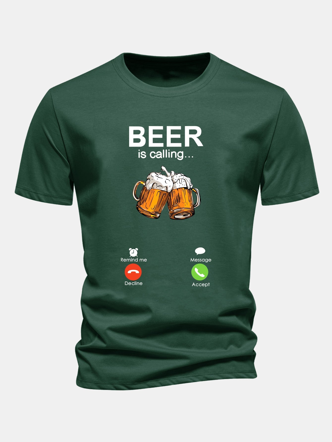 Regular Fit Beer Is Calling Print Cotton T-Shirt