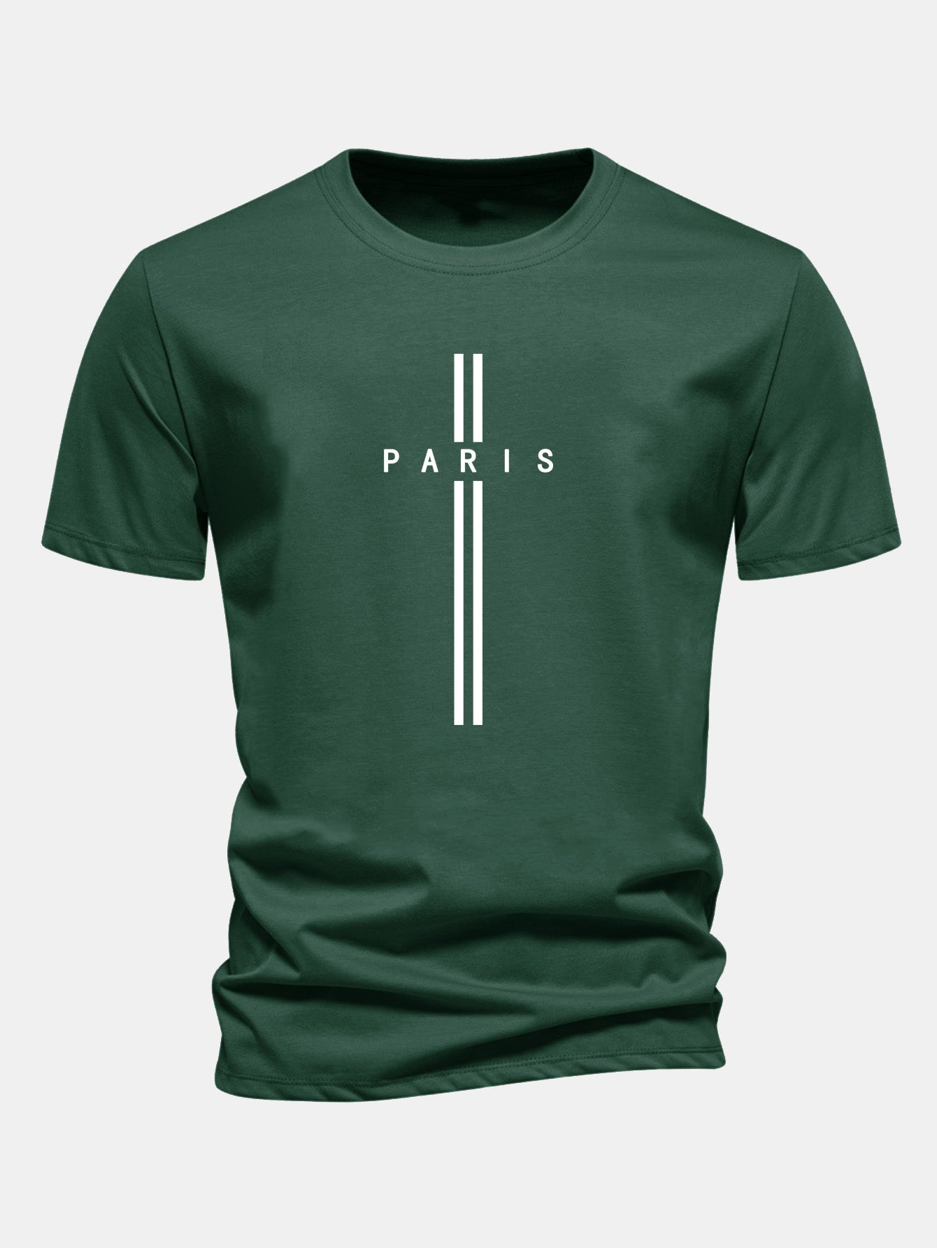 تي شيرت قطن بخطوط باريس بتصميم عادي