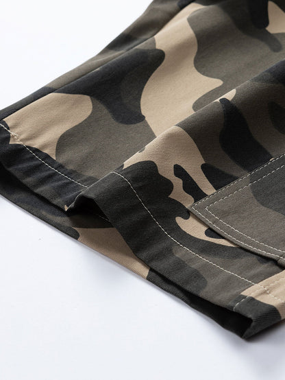 Camouflage Drawstring Cargo Shorts