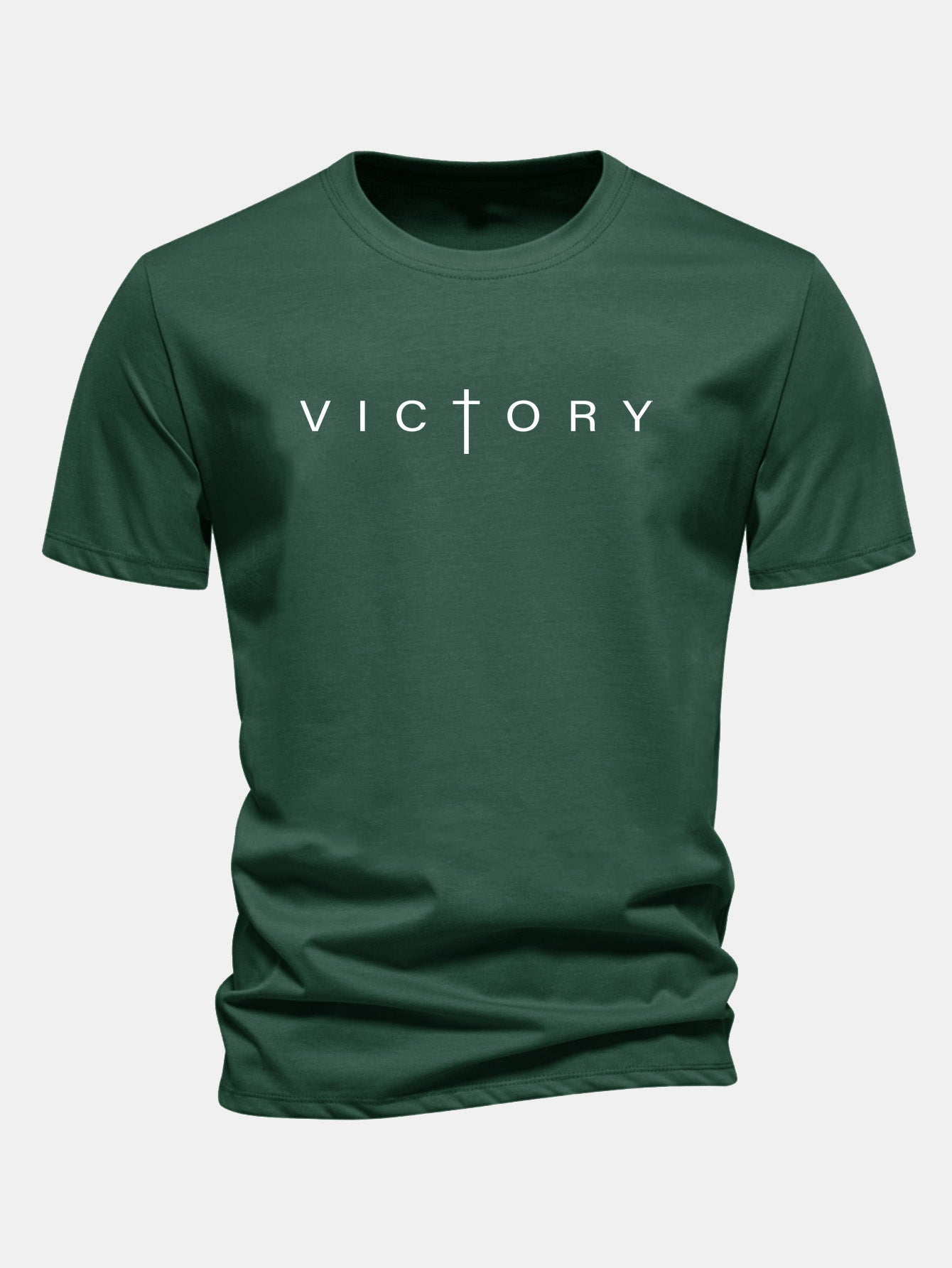 Regular Fit Victory Slogan Print Cotton T-Shirt