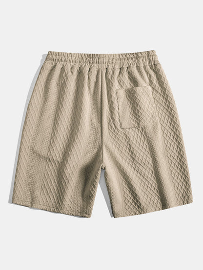 Diamond Geometric Jacquard Drawstring Shorts