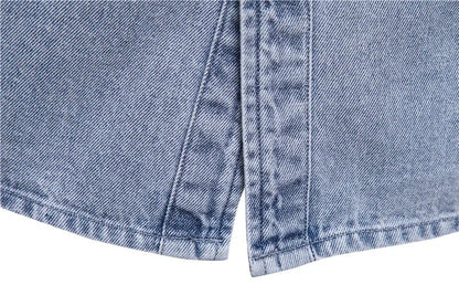 Washed Denim Overshirt With Pockets