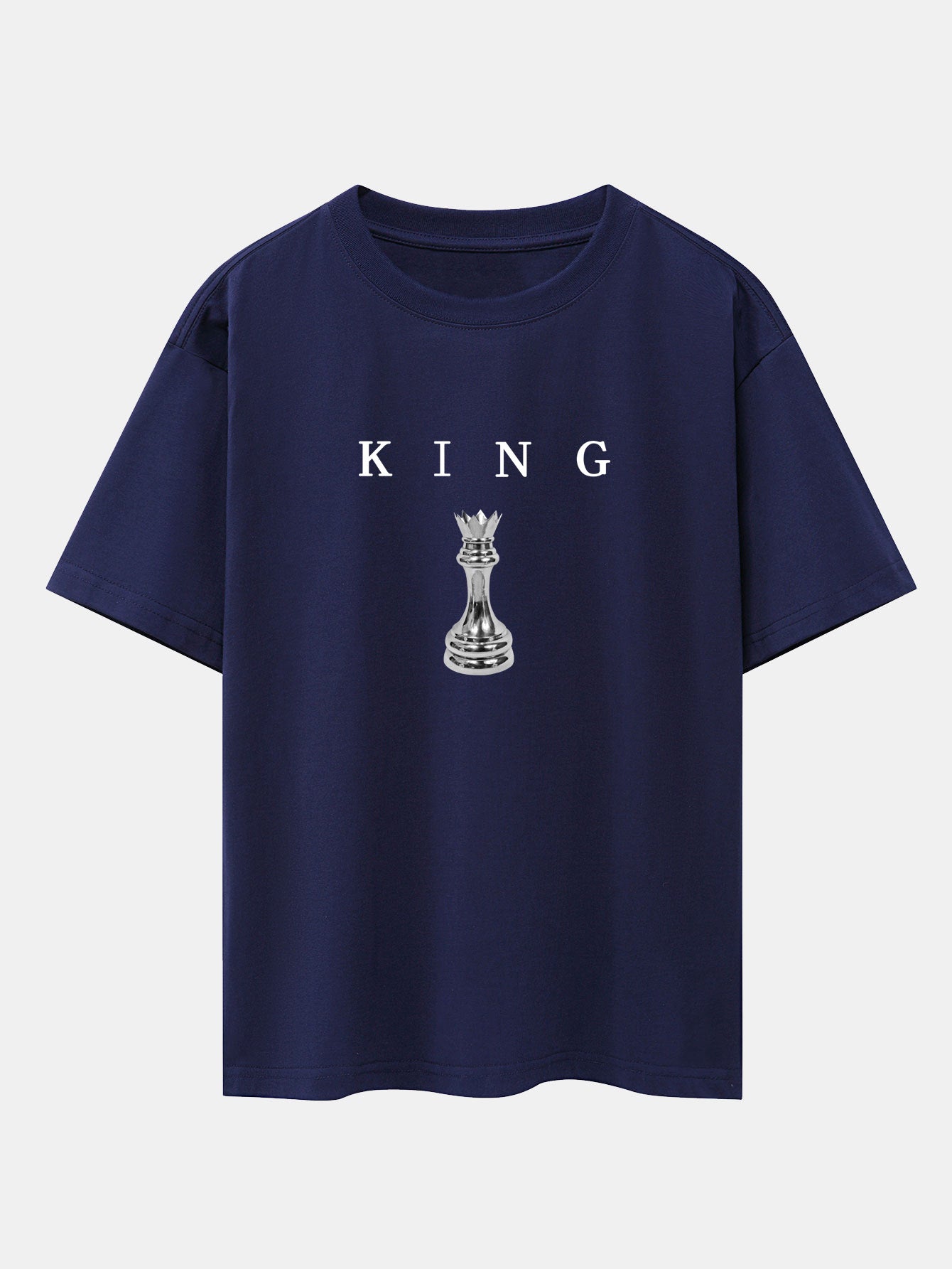 King Chess Print Drop Shoulder Oversize T-Shirt
