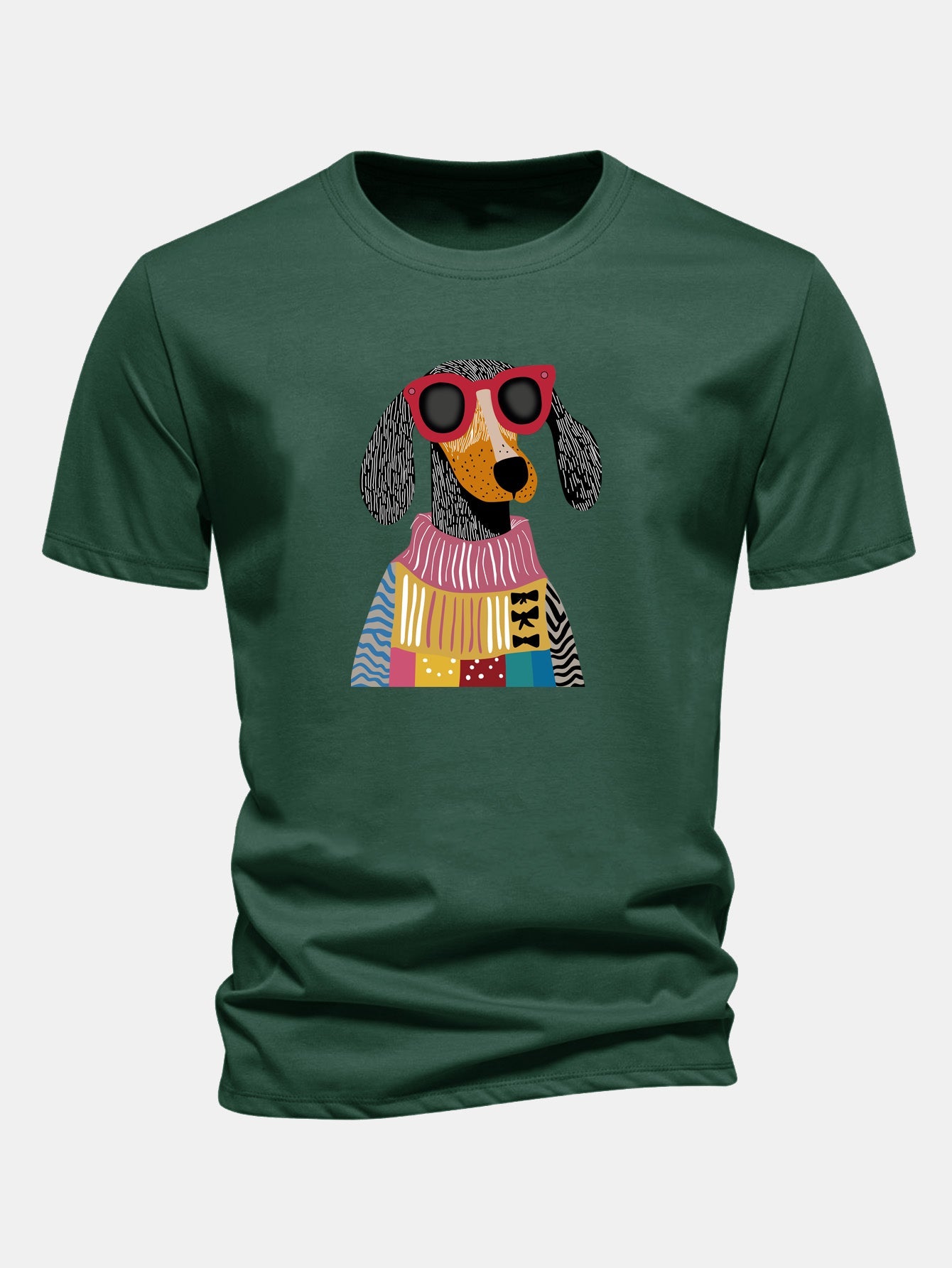 Regular Fit Sweater Dog Print Cotton T-Shirt