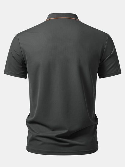 Textured Zipper Polo