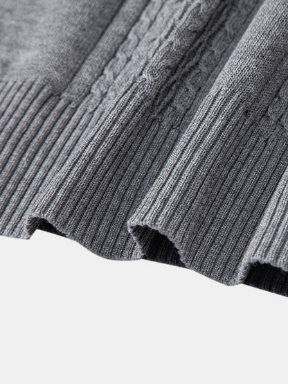 Twist Jacquard Knitted Zipper Polo Shirt