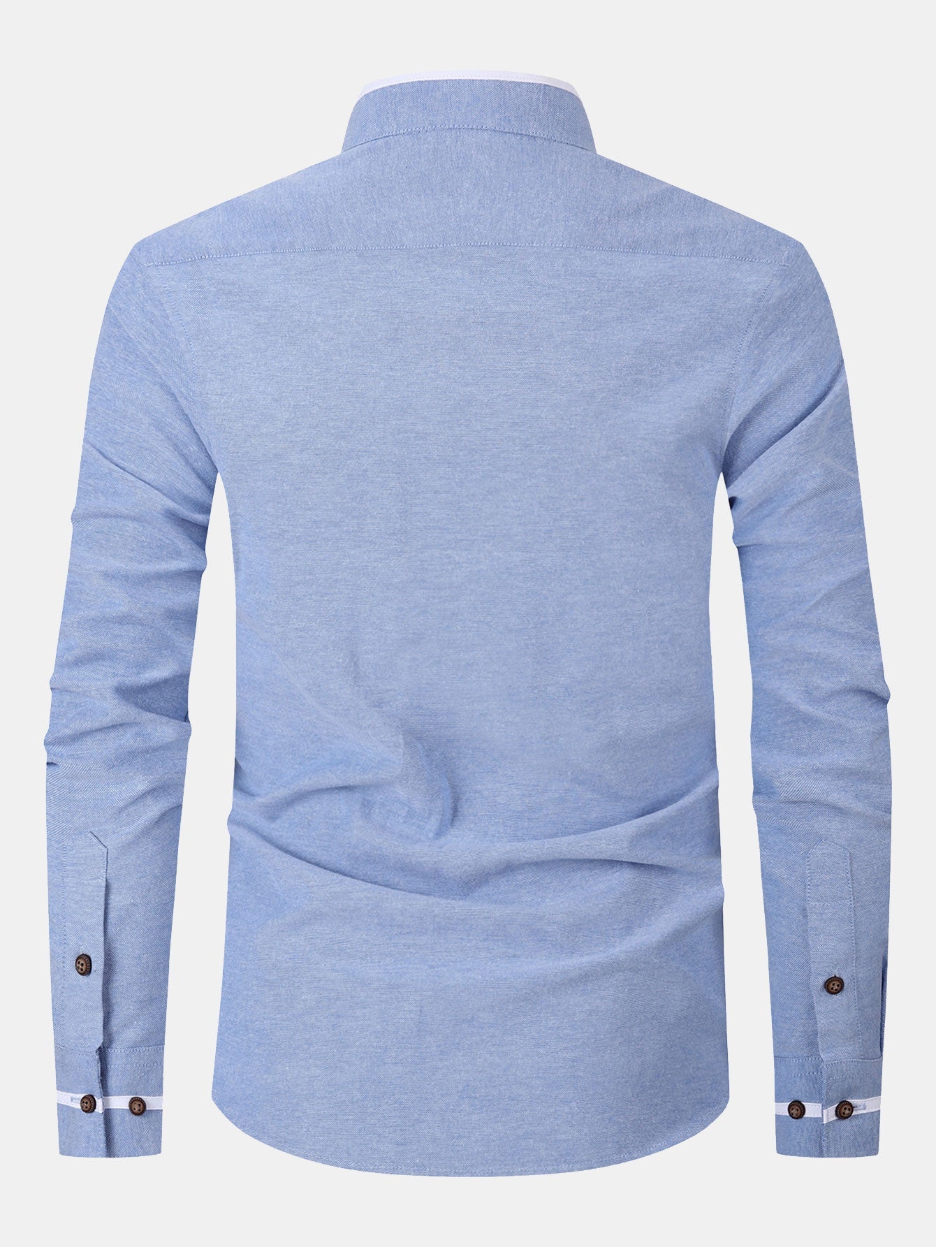 Long Sleeve Contrast Stand Collar Oxford Shirt