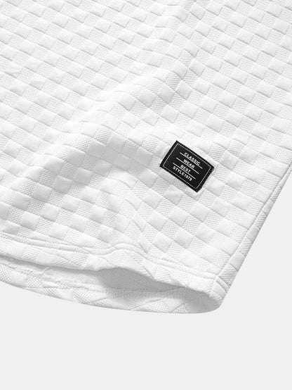 Checkerboard Jacquard  Arc Hem T-Shirt