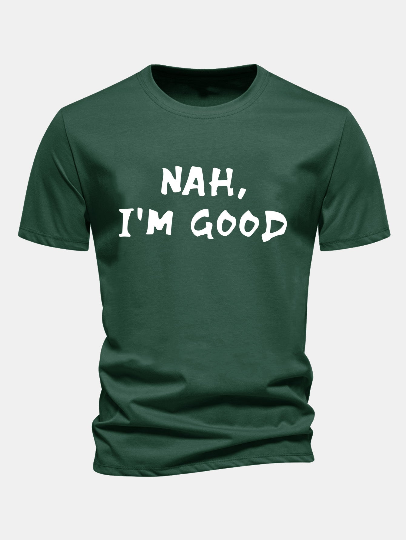 Regular Fit Nah I'm Good Print Cotton T-Shirt