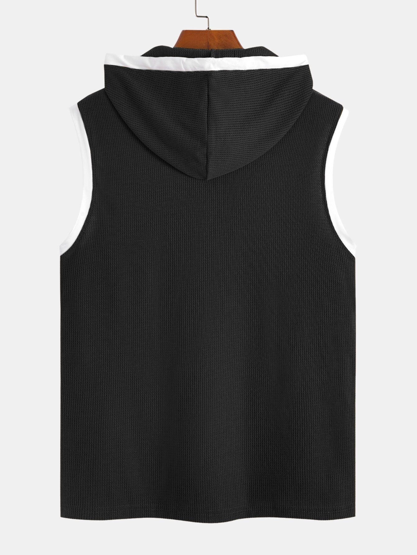 Contrast Waffle Half Open Hooded Vest
