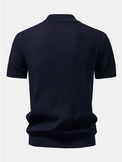Ribbed Mock Neck Knitted Sweater T-Shirt